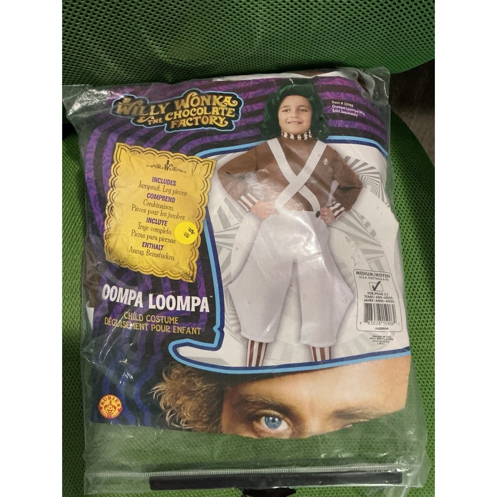 Rubies Willy Wonka Oompa Loompa Costume Child Medium 8-10 with Wig 620934